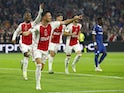 Ajax's Steven Berghuis celebrates scoring their second goal on September 21, 2023