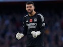 Arsenal's David Raya celebrates in November 2023
